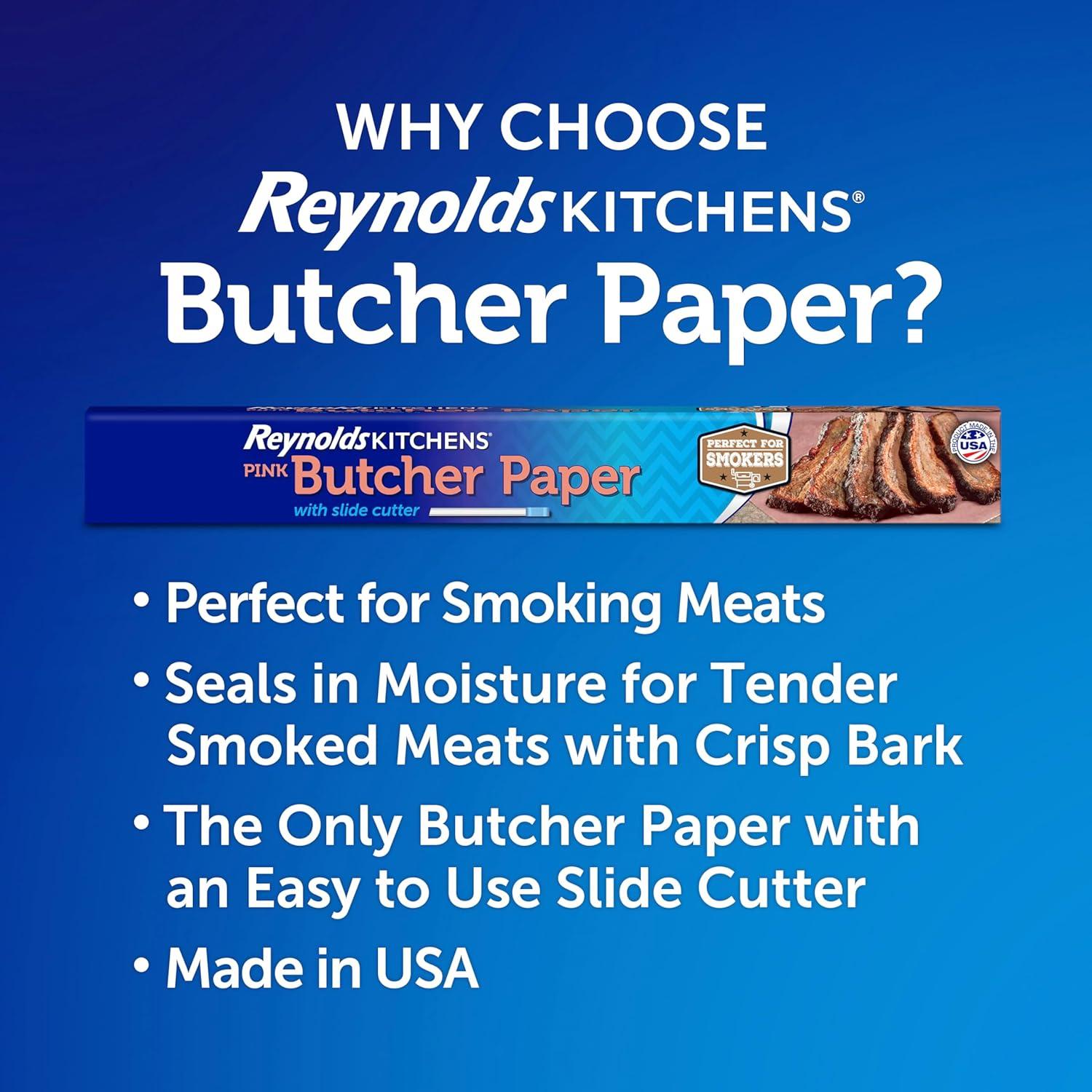 image:imageReynolds Kitchens Butcher Paper for Smoking Meat with Slide Cutter Pink 75 Square Feet75 Sq Ft