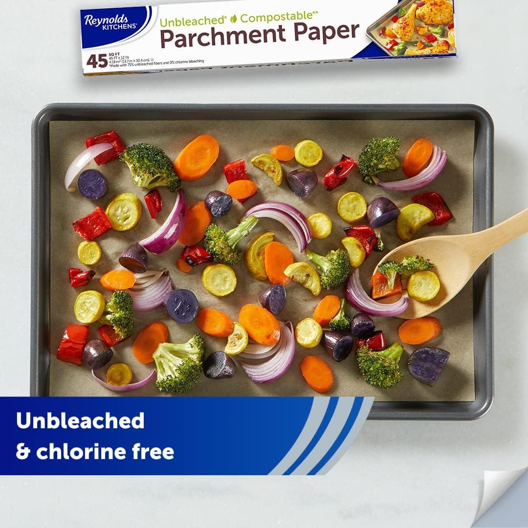 image:imageReynolds Kitchens Unbleached Parchment Paper Roll Non Stick Parchment Paper for Cooking and Baking Oven Safe up to 425 Degrees ChlorineFree 45 Feet x 12 Inches 45 Total Sq FtUnbleached