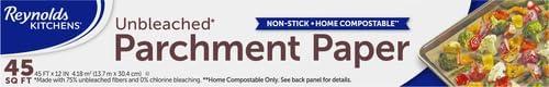 image:imageReynolds Kitchens Unbleached Parchment Paper Roll Non Stick Parchment Paper for Cooking and Baking Oven Safe up to 425 Degrees ChlorineFree 45 Feet x 12 Inches 45 Total Sq FtUnbleached