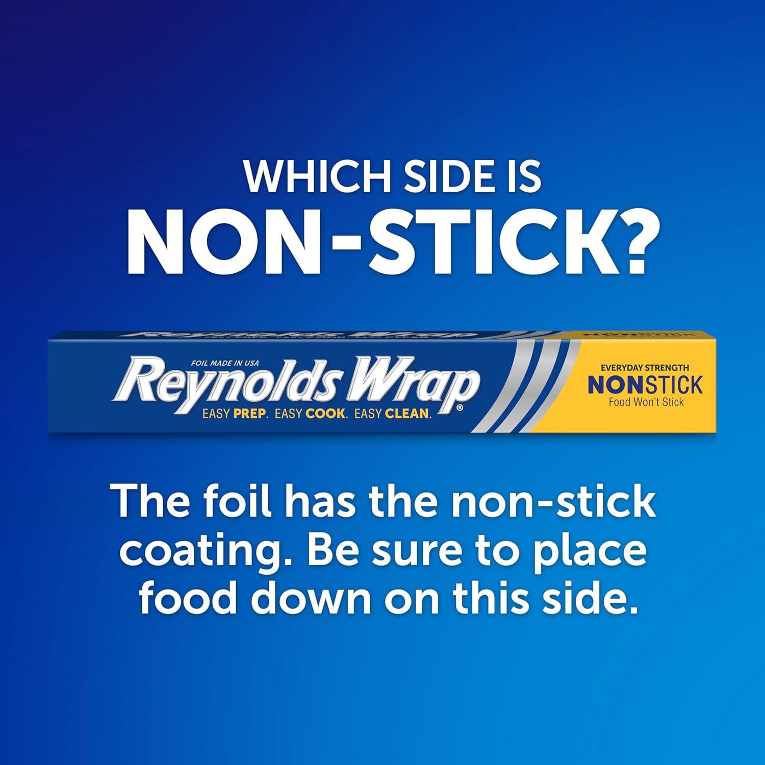 image:imageReynolds Wrap NonStick Aluminum Foil Roll NonStick Foil for Cooking Freezer Safe Features a Secure Easy Open and Close Tab 12 Inches Wide 50 Total Sq Ft50 Sq Ft