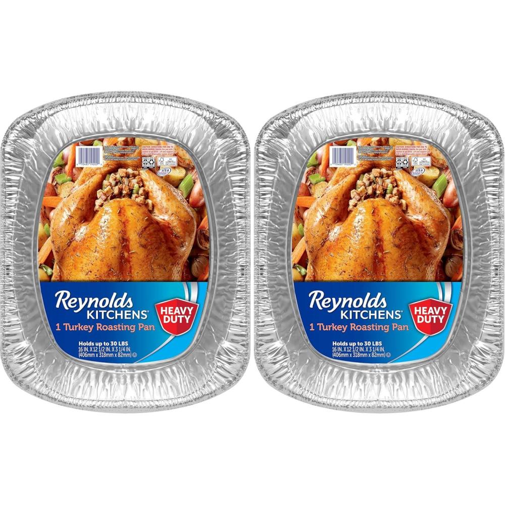 image:imageReynolds Kitchens Heavy Duty Aluminum Pans for Roasting 16 x 13 Inch 1 Count1 CT Pack of 2