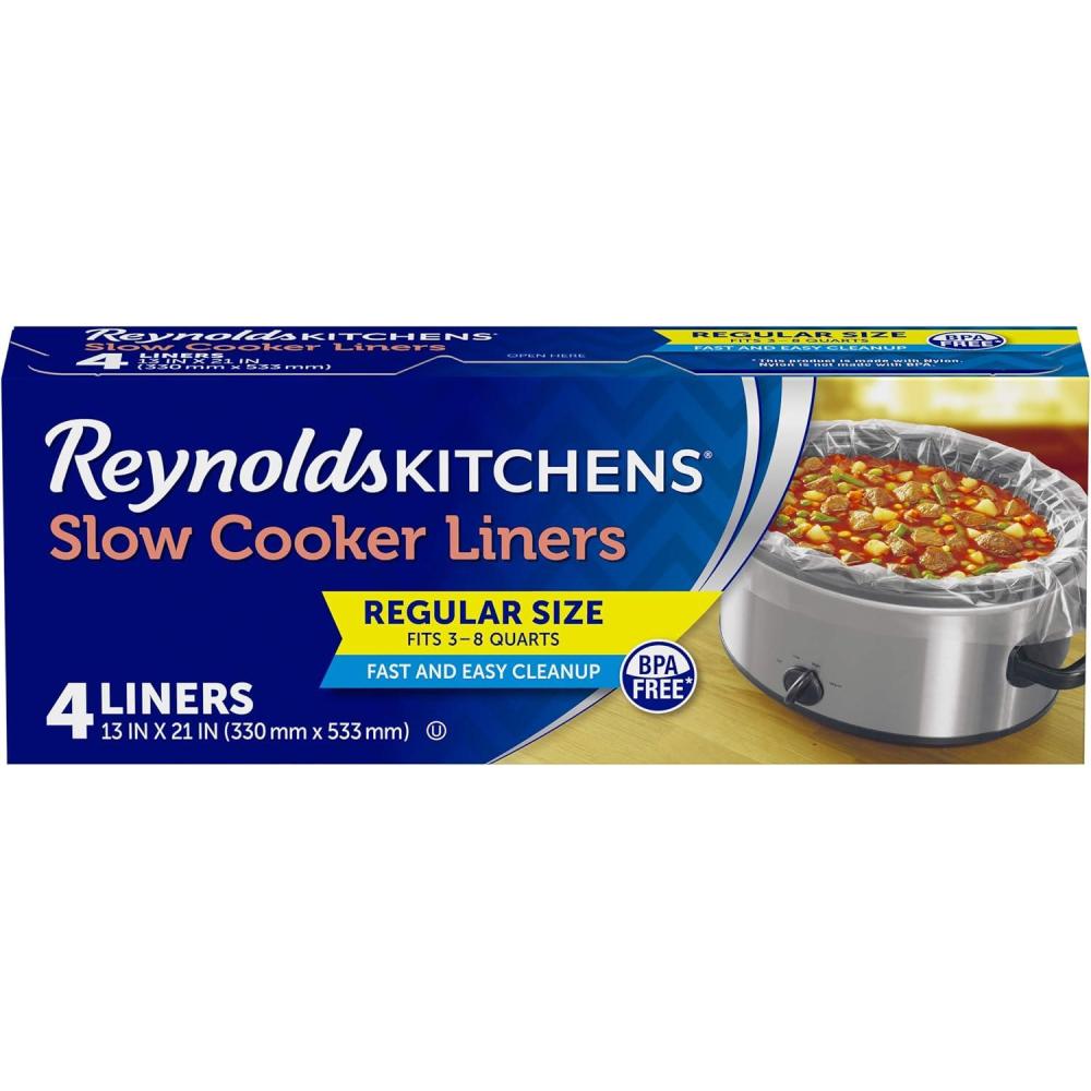 image:imageReynolds Kitchens Slow Cooker Liners Regular Fits 38 Quarts 4 Count Pack of 12 48 Total4 Count Pack of 12