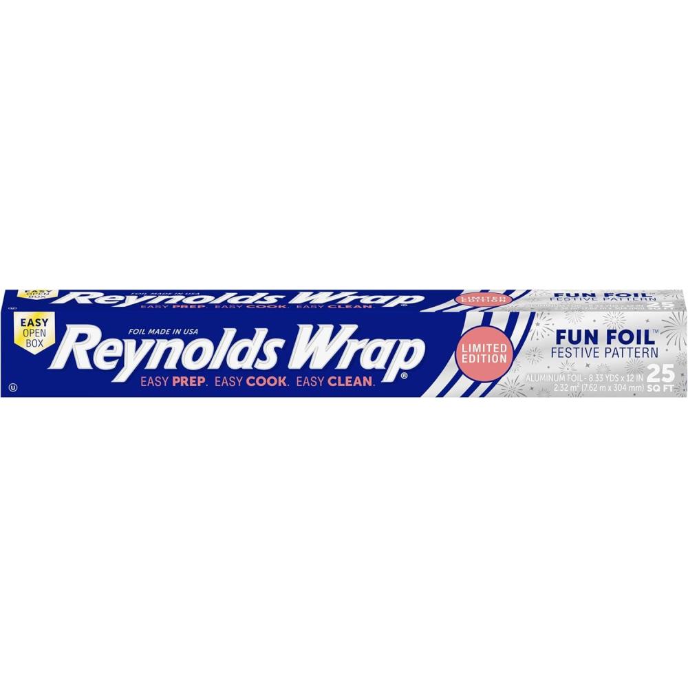 image:imageReynolds Wrap Fun Foil Embossed Aluminum Foil Roll Features a LimitedEdition Holiday Pattern for Wrapping Food Gifts and Covering Holiday Dishes 833 Yards X 12 Inches 25 Sq FtFestive Foil
