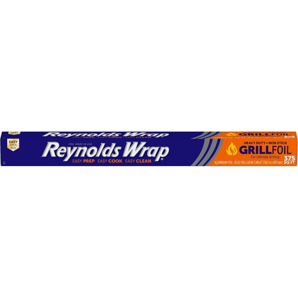 image:imageReynolds Wrap Non Stick Heavy Duty Foil for Grilling 18 Inch Heavy Duty Grill Foil Freezer Safe and Grill Safe Features Secure Easy Open and Close Tab Extra Wide 375 Total Sq Ft25 feet by 18 inches or 375 square feet