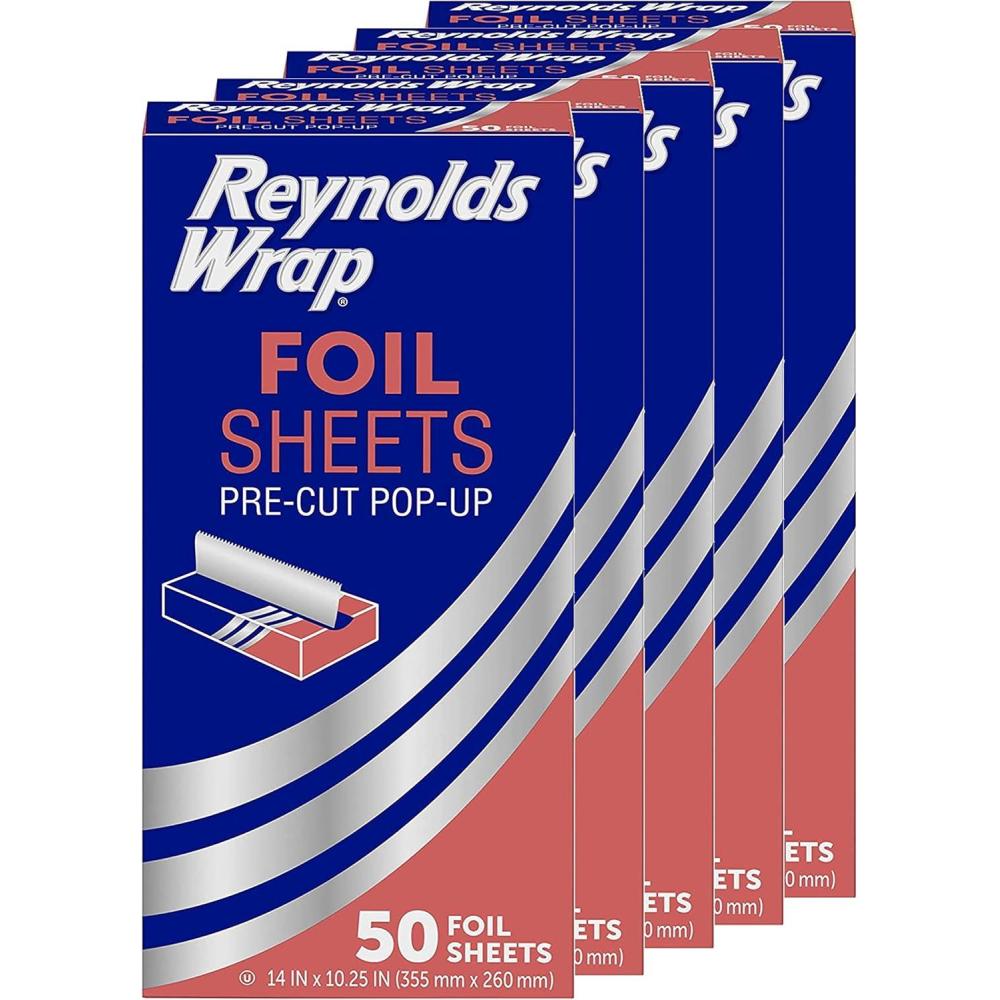 image:imageReynolds Wrap PreCut PopUp Aluminum Foil Sheets 14 x 1025 Inches 50 Sheets Pack of 5 250 Total50 Sheets Pack of 5