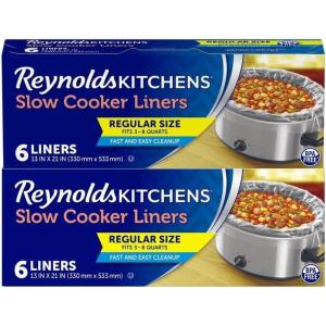 Reynolds Kitchens Slow Cooker Liners, Regular (Fits 3-8 Quarts), 4 Count (Pack of 12), 48 Total(6 Count (Pack of 2))