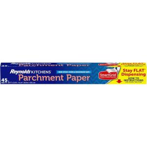 Reynolds Kitchens Unbleached Parchment Paper Roll, Non Stick Parchment Paper for Cooking and Baking, Oven Safe up to 425 Degrees, Chlorine-Free, 45 Feet x 12 Inches, 45 Total Sq. Ft.(Standard)
