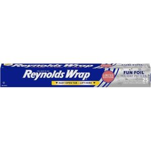 Reynolds Wrap Fun Foil, Embossed Aluminum Foil Roll, Features a Limited-Edition Holiday Pattern for Wrapping Food Gifts and Covering Holiday Dishes, 8.33 Yards X 12 Inches, 25 Sq. Ft.(Holiday Pattern)