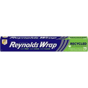 Reynolds Wrap Recycled Aluminum Foil Roll, Freezer Safe and Grill Safe Foil, Great for Foil Packets, 12 Inches Wide, 75 Total Sq. Ft.
