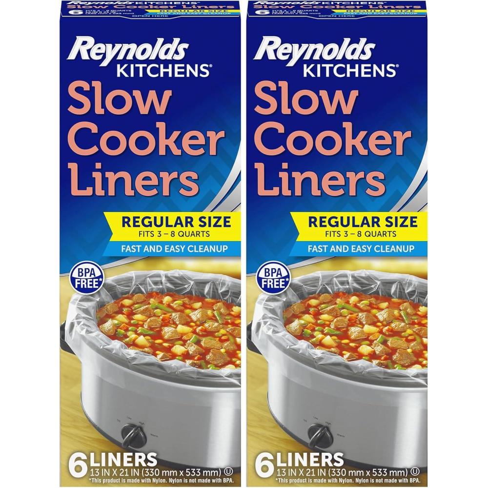 image:imageReynolds Kitchens Slow Cooker Liners Regular Fits 38 Quarts 6 Count6 Count Pack of 2