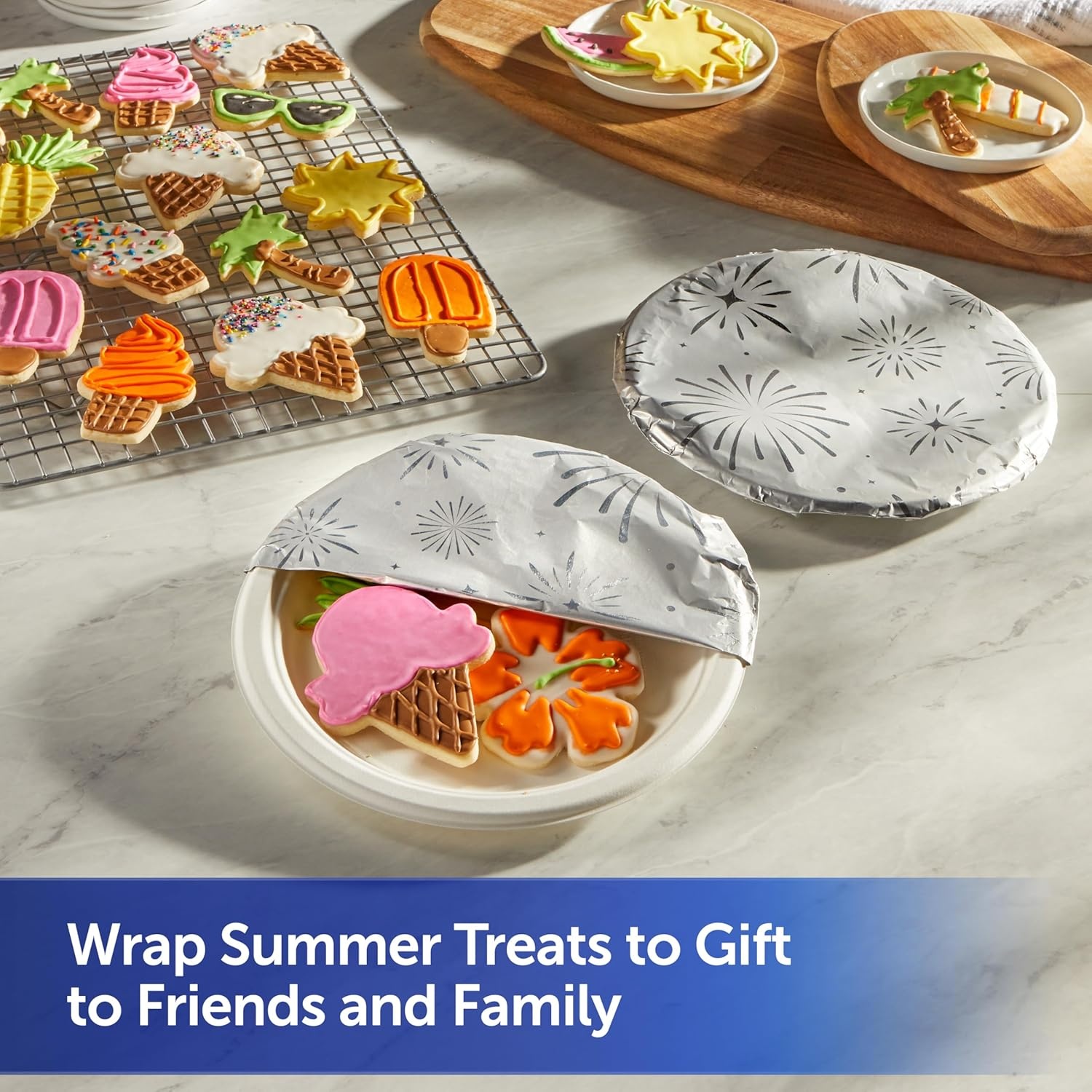 image:imageReynolds Wrap Fun Foil Embossed Aluminum Foil Roll with Special Edition Fireworks Pattern for Wrapping Food Gifts and Covering Summer Dishes for BBQs 166 Yards x 12 Inches 50 Sq Ft50 Sq Ft Pack of 2