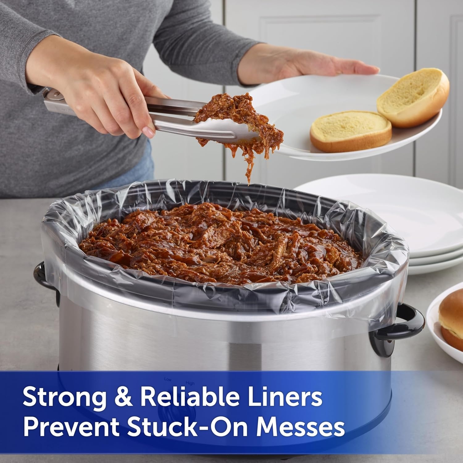 image:imageReynolds Kitchens Slow Cooker Liners 8 Pack Fits 38 Quart Round and Oval Slow Cookers BPAFree Nylon Blend Construction HeatResistant Up to 400F Prevents Stuck on Food8 Count