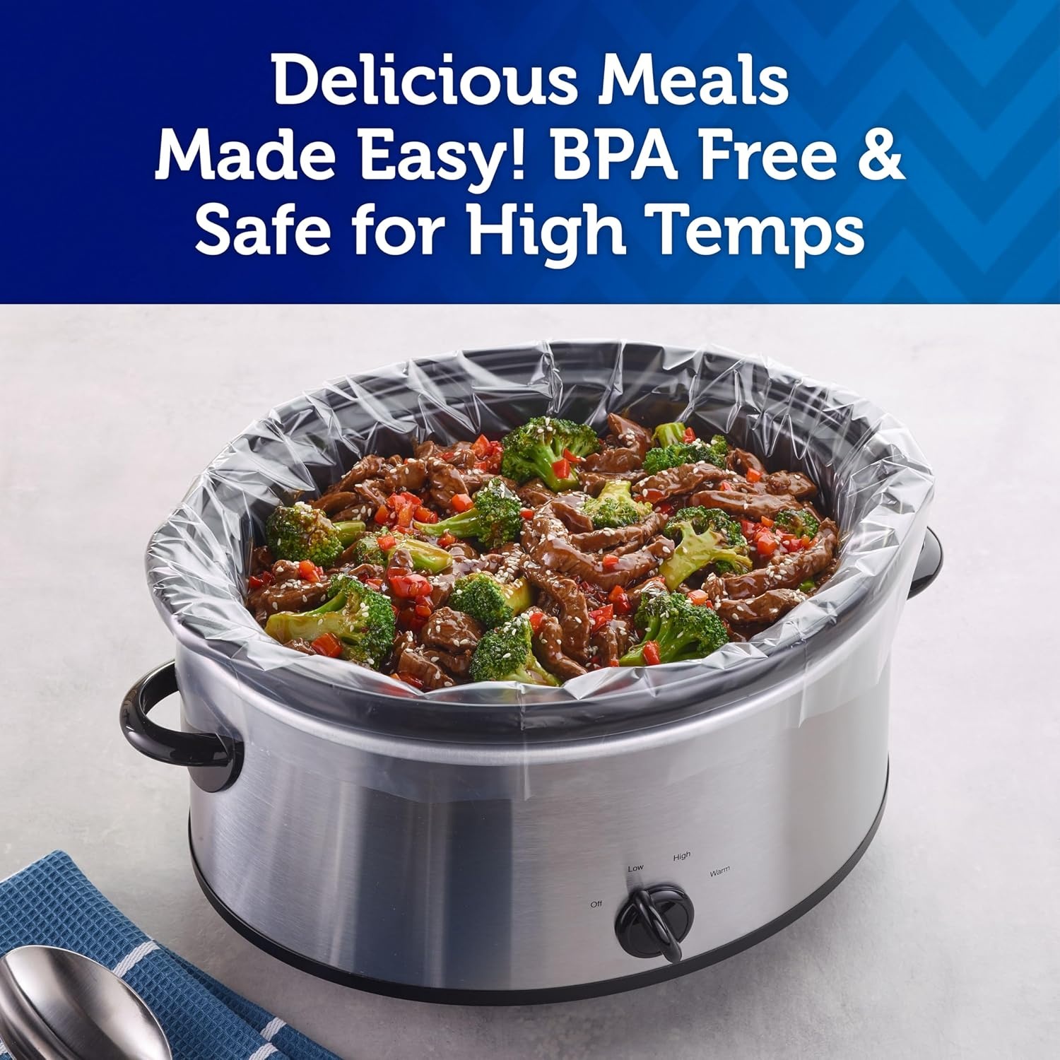 image:imageReynolds Kitchens Slow Cooker Liners 8 Pack Fits 38 Quart Round and Oval Slow Cookers BPAFree Nylon Blend Construction HeatResistant Up to 400F Prevents Stuck on Food40 Count